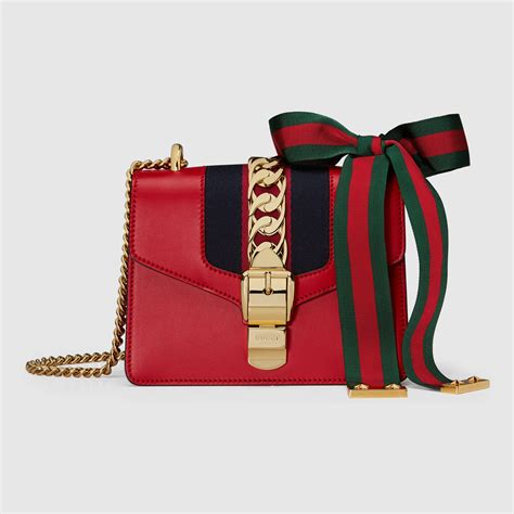 gucci sylvie leather mini chain bag replica|gucci leather bags.